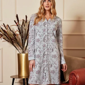 Camicia da notte in caldo cotone stampa cachemire