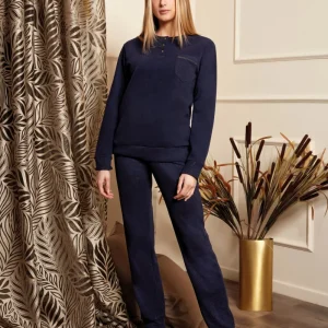 Pigiama in jacquard puntinato oro