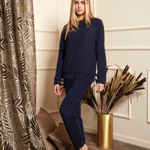 Pigiama in jacquard puntinato oro