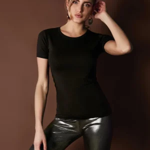 T-shirt manica corta in cotone elasticizzato