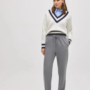 Pantaloni dritti grigi con vita regolabile