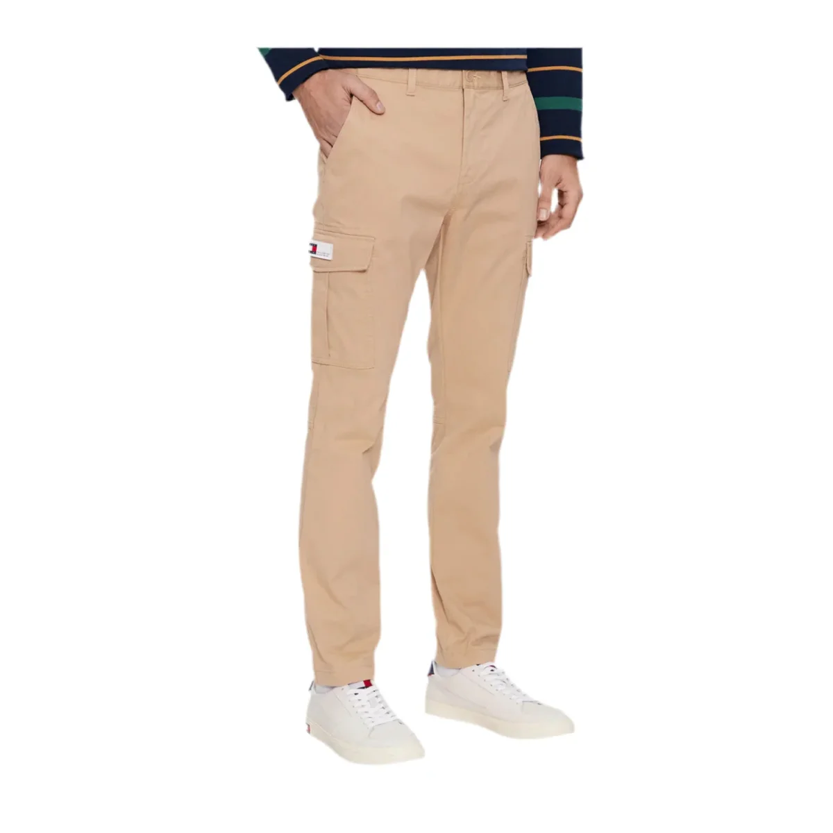 Tommy Jeans Pantaloni Uomo Beige Zip Bottone Tasche Anteriori Posteriori Cotone 97% Elastan 3% B_44836 - immagine 2