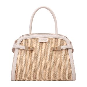 BORSA A MANO CON PAGLIA STAMPATO