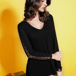 T-shirt donna in viscosa e tulle