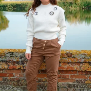 Pantalone con Pences e Bottoni Vita Alta - Trash and Luxury