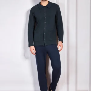 Pigiama in jacquard con giacca aperta