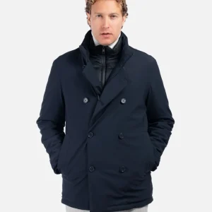 Peacoat in Tessuto Tecnico Stretch Blu