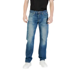Replay Jeans Uomo Blu Monocromo Zip Bottone Tasche Anteriori Posteriori Cotone 100% Primavera Estate M1039R.000.814 836