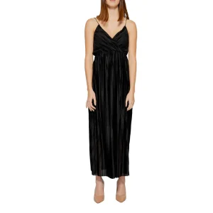 Only Abito Lungo Donna Nero Monocromo con Spalline Scollo a V in Poliestere 100% 15207351