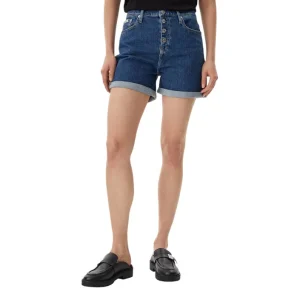 Calvin Klein Jeans Shorts Donna Blu con Zip Bottone Tasche Anteriori Posteriori in Cotone 99% Elastan 1% Primavera/Estate J20J225512