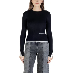 Karl Lagerfeld Jeans Maglia Donna Nera in 50% Viscosa 28% Poliestere 22% Poliammide con Stampa a Manica Lunga Scollo Tondo A3W18006