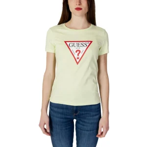Guess T-Shirt Donna Verde Manica Corta Scollo Tondo 100% Cotone Primavera/Estate W1YI1BI3Z11