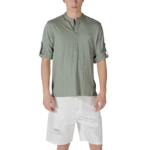 Antony Morato Polo Uomo Verde Bottoni Colletto Coreana Scollo Tondo Maniche 3/4 100% Cotone Primavera/Estate MMKL00334-FA100260