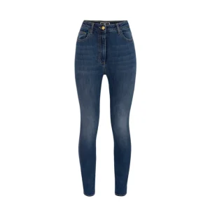 Elisabetta Franchi Jeans Donna Blu con Zip Bottone Tasche Anteriori Posteriori in Cotone 99% Elastan 1% Primavera/Estate B_44769