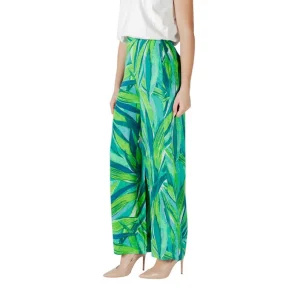 Only Pantaloni Donna Verde Floreale Tasche Anteriori 100% Viscosa Primavera/Estate 15264593