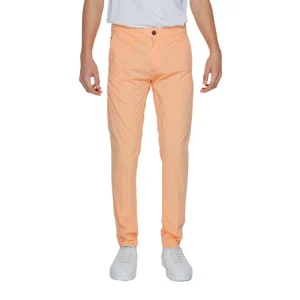 Borghese Pantaloni Uomo Rosa Monocromo Zip e Bottone Tasche Anteriori e Posteriori 97% Cotone 3% Lino Primavera/Estate PA21 HP01
