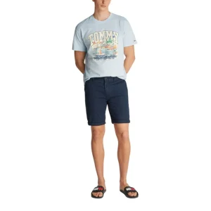 Tommy Hilfiger Jeans Bermuda Uomo Blu Zip Bottone Tasche 98% Cotone 2% Elastan Primavera/Estate DM0DM21950