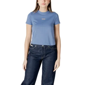 Calvin Klein Jeans T-Shirt Donna Azzurra Manica Corta Scollo Tondo 100% Cotone Organico Primavera/Estate J20J225524