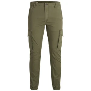 Jack & Jones Pantaloni Uomo Verde Zip Bottone Tasche Anteriori Posteriori Laterali Cotone 98% Elastan 2% Primavera Estate 12141844