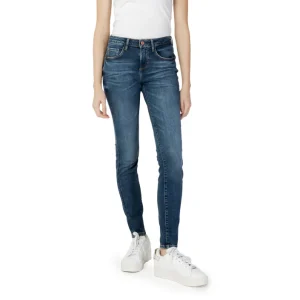 Guess Jeans Donna Blu con Zip Bottone Tasche Anteriori Posteriori Effetto Consumato in Cotone 92% Lycra 8% Primavera/Estate W2YA99D4Q02