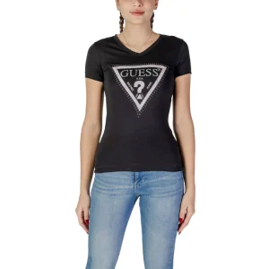 Guess T-Shirt Donna Nera Manica Corta Scollo Tondo 95% Cotone 5% Lycra Primavera/Estate W5RI21 J1314