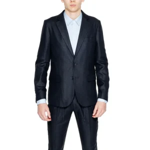 Antony Morato Giacca Uomo Nera in Lino 52% con Bottoni Maniche Lunghe Scollo a V Primavera/Estate MMJA00479-FA800126