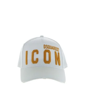 Dsquared2 Cappello Uomo Bianco Stampa 100% Cotone Baseball Cap Primavera/Estate BCM0412