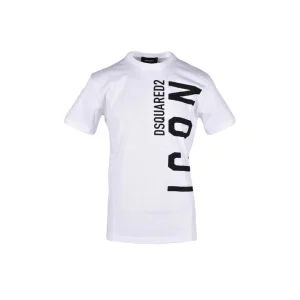 Dsquared T-Shirt Uomo Bianca in Cotone 100% con Stampa Maniche Corte Scollo Tondo 972278 BIANCO