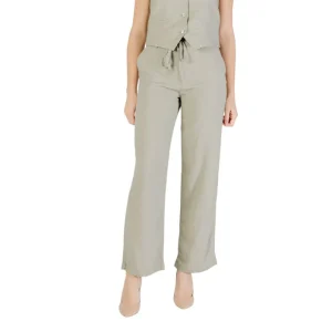 Only Pantaloni Donna Verde Zip e Bottone 70% Viscosa 30% Lino Primavera/Estate 15338710