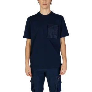Antony Morato T-Shirt Uomo Blu Monocromo Manica Lunga Scollo Tondo 100% Cotone Autunno/Inverno MMKS02462-FA100239