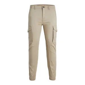 Jack & Jones Pantaloni Uomo Beige Monocromo Zip e Bottone Tasche Anteriori e Posteriori con Patta 100% Cotone Primavera/Estate 12193754