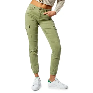 Only Pantaloni Donna Verde Zip e Bottone 98% Cotone 2% Elastan Primavera/Estate 15170889
