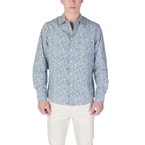 Replay Camicia Uomo Azzurro Floreale Manica Lunga Bottoni Colletto Classico 100% Cotone Primavera/Estate M4148.000.75020