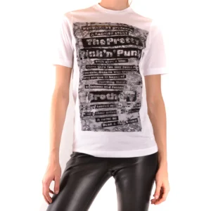 Dsquared T-Shirt Donna Bianca Stampa Manica Corta Scollo Tondo 100% Cotone Primavera/Estate B_38664