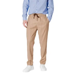 Gianni Lupo Pantaloni Uomo Beige a Righe Lacci Tasche Anteriori e Posteriori 69% Poliestere 29% Viscosa 2% Elastan Primavera/Estate GL5175BD