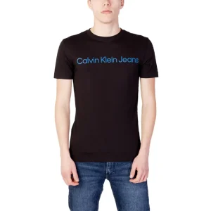 Calvin Klein Jeans T-Shirt Uomo Nera Stampa Manica Corta Scollo Tondo 49% Cotone 51% Cotone Organico Primavera/Estate J30J322344