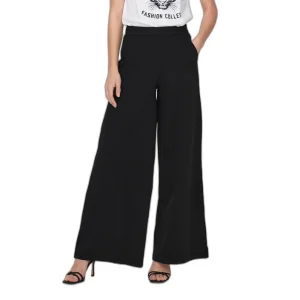 Jacqueline De Yong Pantaloni Donna Nero Monocromo Senza Chiusura 95% Poliestere 5% Elastan Primavera/Estate 15249043