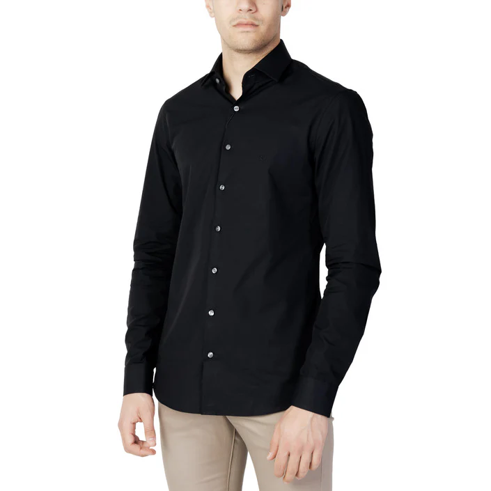 Calvin Klein Camicia Uomo Blu Monocromo Manica Lunga Bottoni 100% Cotone Primavera/Estate K10K103025 - immagine 4