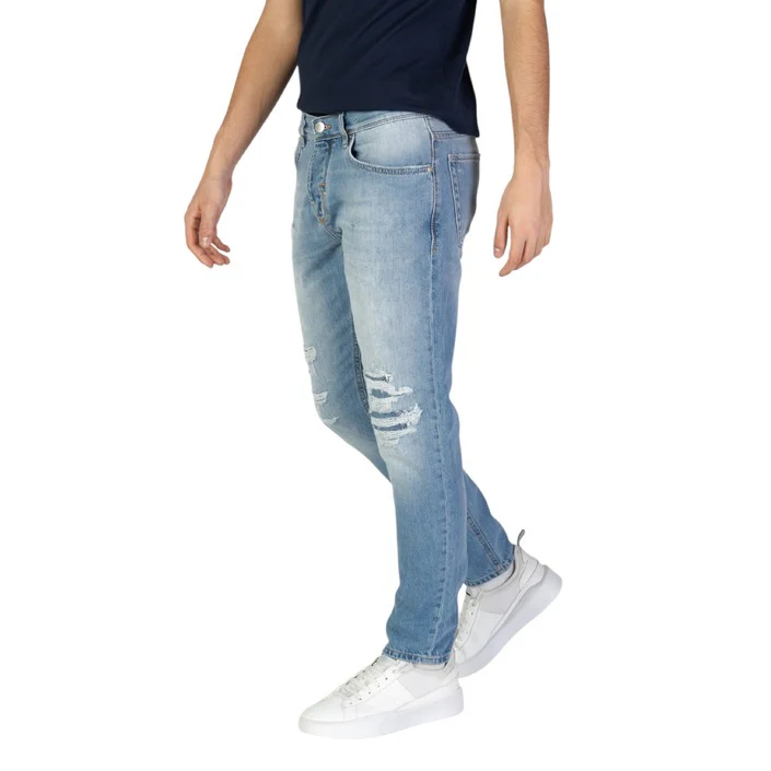 Antony Morato Jeans Uomo Blu in Cotone 100% con Zip e Bottone Effetto Consumato Tasche Primavera/Estate MMDT00289-FA700140 - immagine 3
