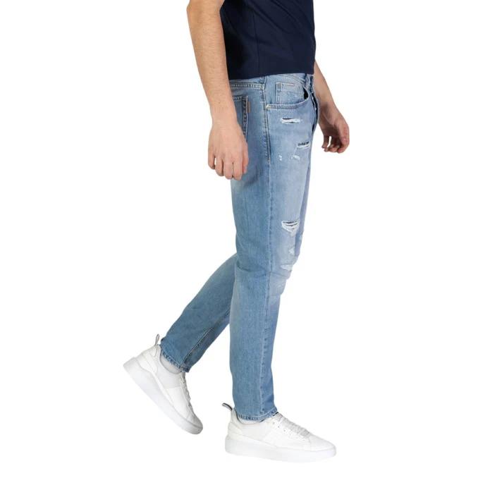 Antony Morato Jeans Uomo Blu in Cotone 100% con Zip e Bottone Effetto Consumato Tasche Primavera/Estate MMDT00289-FA700140 - immagine 4
