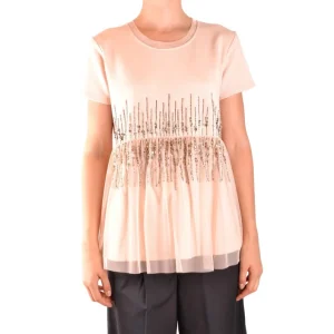 Twin-set Simona Barbieri Blusa Donna Rosa Scollo Tondo 100% Cotone Primavera/Estate B_35749
