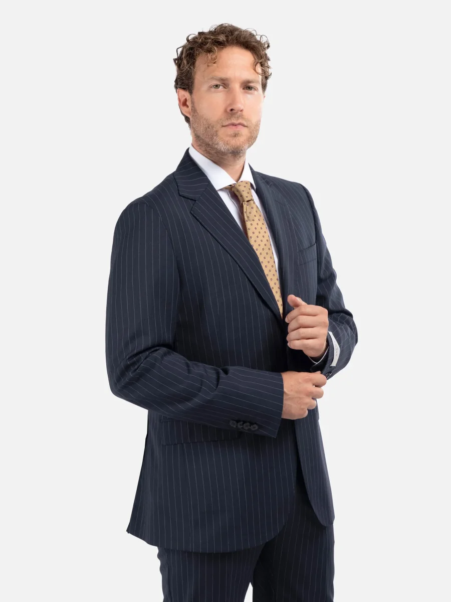 Abito Gessato Blu Scuro All Season - immagine 4