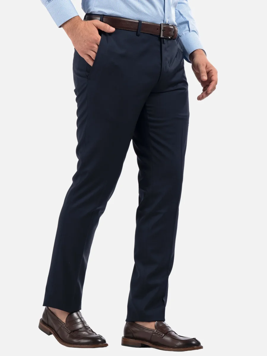 Pantalone Blu Slim Fit in Lana All Season - immagine 4