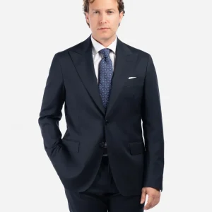 Abito Blu con Rever a Lancia in Lana Super 130's Cerruti