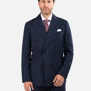 Abito Doppiopetto Sfoderato Gessato Blu