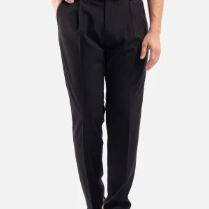 Pantalone Nero con Pinces e Vita Elasticizzata