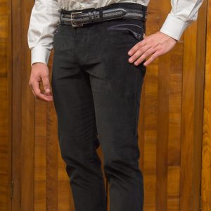 Pantaloni Sardi Uomo Ogliastra Velluto Rasato Nero