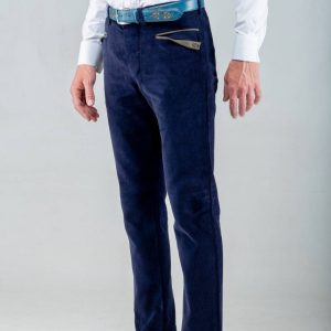 Pantaloni Sardi Uomo Shardana Velluto Rasato Blu