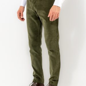 Pantaloni Sardi Uomo Planargia Velluto Rasato Verde