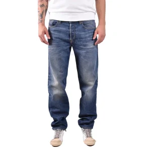 Diesel Jeans Uomo Blu Effetto Consumato in Cotone 100% con Zip e Bottone Tasche Anteriori e Posteriori V_31558